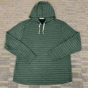 Marine Layer Sweatshirt Mens M/L Green Double Knit Hoodie Pullover Stripe Soft